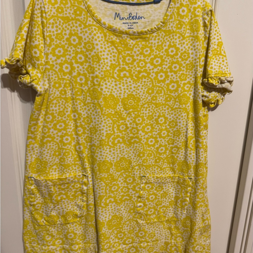 Mini Boden Yellow Patterned Tunic Top